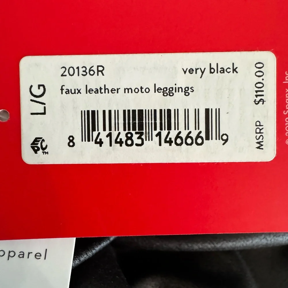 SPANX  Faux Leather Moto Leggings Black Size Large - Picture 8 of 9